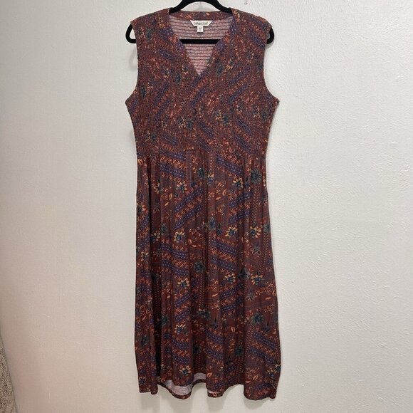 Coldwater Creek Dresses & Skirts - Coldwater Creek Colorful Floral Sleeveless Maxi Dress Shirred Bodice  V Neck  PL